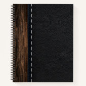 Realistisches Holz und gestanztes Ledergewebe Notizblock (Vorderseite)