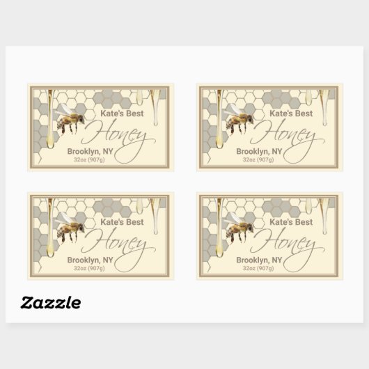 Realistisches Honeycomb Honey Tropfen Rectangle La Rechteckiger Aufkleber (Blatt)