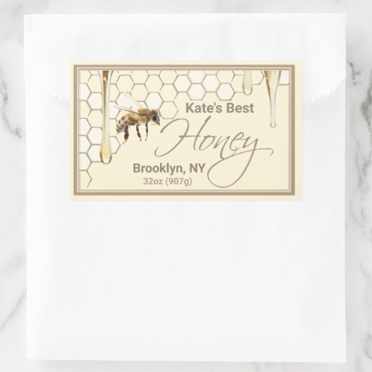 Realistisches Honeycomb Honey Tropfen Rectangle La Rechteckiger Aufkleber (Tasche)