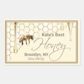 Realistisches Honeycomb Honey Tropfen Rectangle La Rechteckiger Aufkleber (Vorderseite)