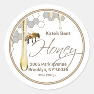 Realistisches Honigwabenlabel Tropfen Runder Aufkleber