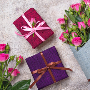 Realistisches Jute Rustikal Burgunderrot Lavendel  Geschenkpapier Set
