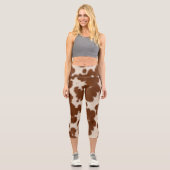Realistisches Kalbsledermuster Capri Leggings (Vorderseite)