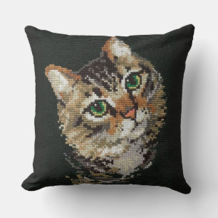 Realistisches Katzen-Gesicht Kreuzstich-Kissenbezu Kissen