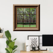 Realistisches Lawn Trees Fake Window Scene Poster (Heimbüro)