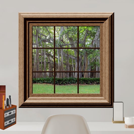 Realistisches Lawn Trees Fake Window Scene Poster