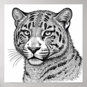 Realistisches Leoparden-Druck Fell-Färbungs-Templa Poster