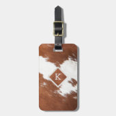 Realistisches Monogramm aus brauner und weißer Kuh Gepäckanhänger (Vorderseite vertikal)