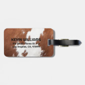 Realistisches Monogramm aus brauner und weißer Kuh Gepäckanhänger (Rückseite horizontal)