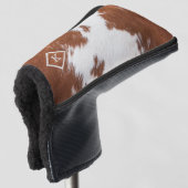 Realistisches Monogramm aus brauner und weißer Kuh Golf Headcover (3/4 Vorderseite)