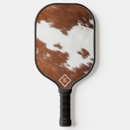 Realistisches Monogramm aus brauner und weißer Kuh Pickleball Schläger