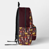 Realistisches Mushroom & Snail Muster Burgundy Bedruckter Rucksack (Links)