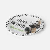 Realistisches Panda Bären glücklich zum Geburtstag Pappteller (Schrägansicht)