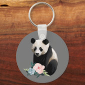 Realistisches Panda mit Rose Schlüsselanhänger (Vorderseite)