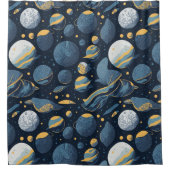 realistisches Planet-Illustrationsmuster Duschvorhang (Vorderseite)