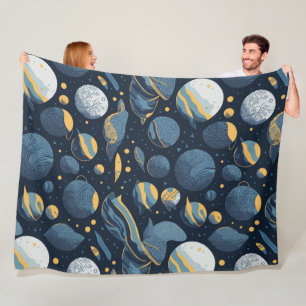 realistisches Planet-Illustrationsmuster Fleecedecke