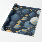 realistisches Planet-Illustrationsmuster Geschenkpapier (Ungerollt)