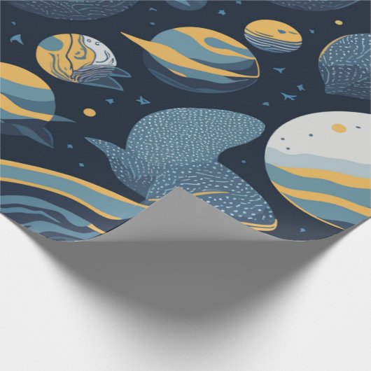 realistisches Planet-Illustrationsmuster Geschenkpapier (Ecke)
