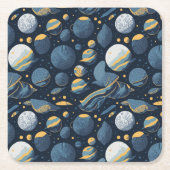 realistisches Planet-Illustrationsmuster Rechteckiger Pappuntersetzer (Vorderseite)