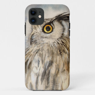 Realistisches Portrait des Uhus iPhone 11 Hülle