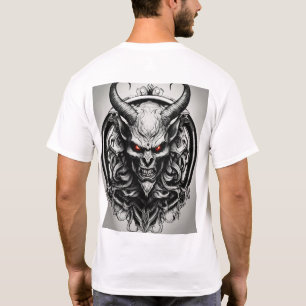 Realistisches Schwarz-Weiß-Satan-Logo - Rundschrei T-Shirt