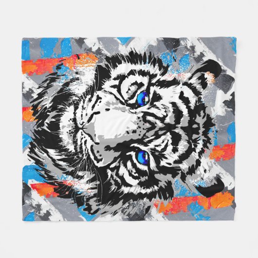 Realistisches Tiger Fleece Blanket - Cooler Tigerl (Vorderseite (Horizontal))