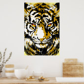 Realistisches Tiger Poster - Beige Tiger Head Zeic (Küche)