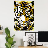 Realistisches Tiger Poster - Beige Tiger Head Zeic (Heimbüro)