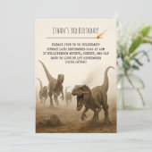 Realistisches Velociraptor-Rudel mit Meteor-Geburt Einladung (Stehend Vorderseite)