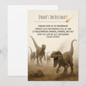 Realistisches Velociraptor-Rudel mit Meteor-Geburt Einladung (Vorne/Hinten)