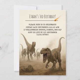 Realistisches Velociraptor-Rudel mit Meteor-Geburt Einladung