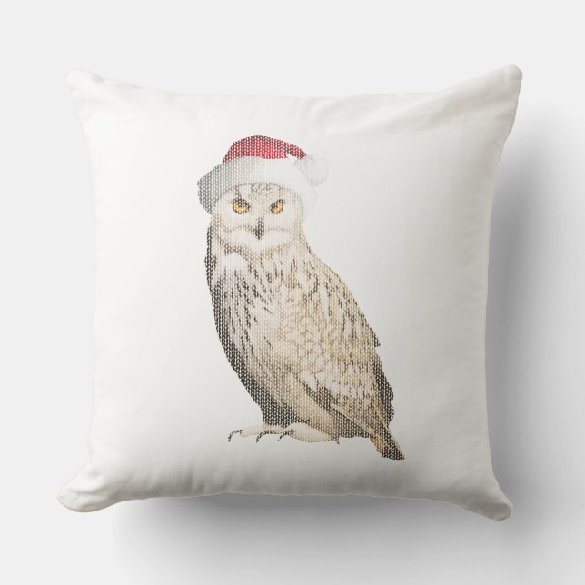 Realistisches Weihnachtseule mit Einstrickeffekt Kissen (Vorderseite)