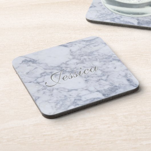 Realistisches Weißes Imitat-Marmorsteinmuster Untersetzer (Linke Seite)