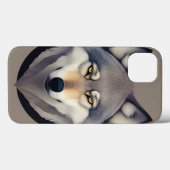 Realistisches Wolf-Gesicht mit Piercing-Gelben Aug Case-Mate iPhone Hülle (Rückseite (Horizontal))