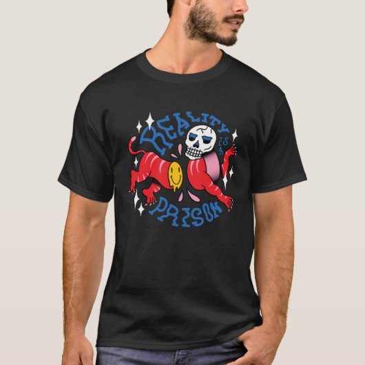 Reality is a prison scary creepy skeleton skull T-Shirt (Vorderseite)