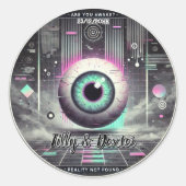 👁️ "Reality not found" Weichtcore-Aufkleber 👁️ Runder Aufkleber (Vorderseite)