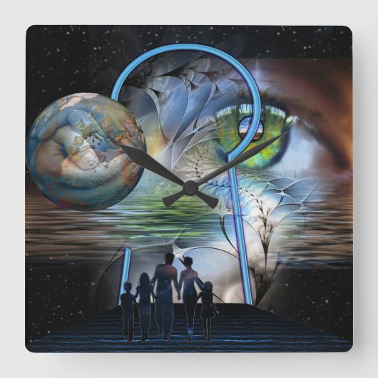 Reality Shifters Quadratische Wanduhr (Vorderseite)