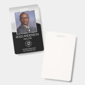 Realtor Agent in Schwarz und Silber Ausweis (Vorder- & Rückseite)