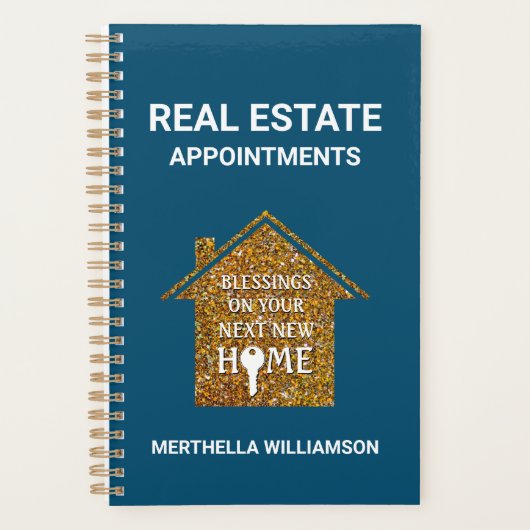 REALTOR Aquamariner Glitzer REAL ANWESEN Ernennung Planer (Vorderseite)