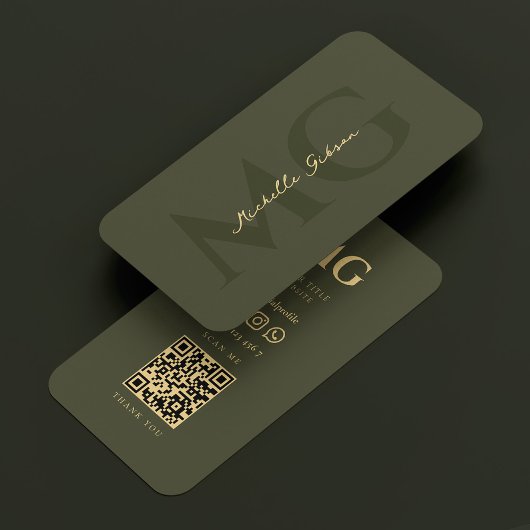 Realtor Attorney Notary Army Green Modern QR Visitenkarte