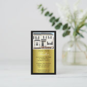 Realtor B/W Foto Script Gold Metallic Visitenkarte (Stehend Vorderseite)