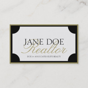 Realtor B/W Gold Script/Border Visitenkarte