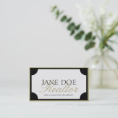 Realtor B/W Gold Script/Border Visitenkarte (Stehend Vorderseite)