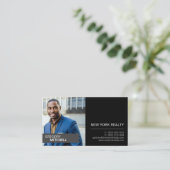 Realtor Black & Silver mit Portrait Business Card Visitenkarte (Stehend Vorderseite)