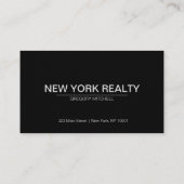 Realtor Black & Silver mit Portrait Business Card Visitenkarte (Rückseite)