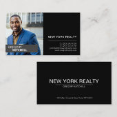 Realtor Black & Silver mit Portrait Business Card Visitenkarte (Vorne/Hinten)