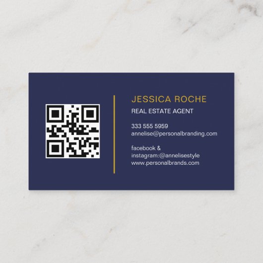 Realtor Blue Real Anwesen Agent Moderner QR Code Visitenkarte (Rückseite)