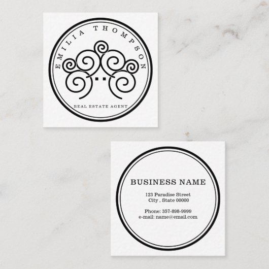 Realtor-Branding mit Briefmarke Quadratische Visitenkarte (Vorne/Hinten)