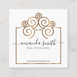 Realtor-Branding mit Treehouse in Gold Quadratische Visitenkarte