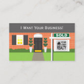Realtor Brick House Sold Sign Visitenkarte (Rückseite)